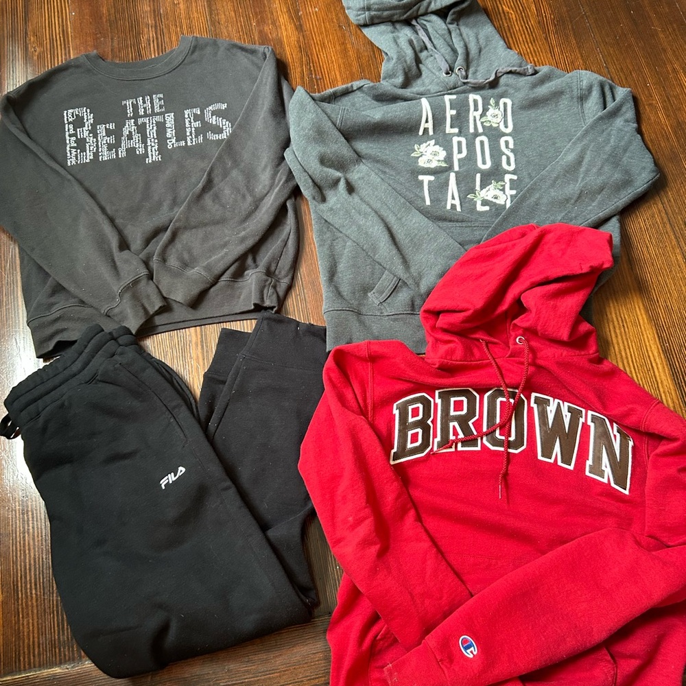 Red and Gray Hoodies with Black Sweatpants bundle all woman’s size small